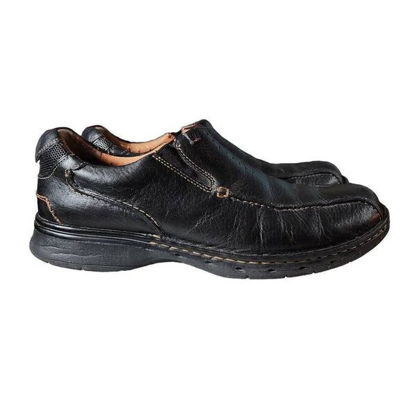 Clarks Structured Men's Loafer Slip-on Leather Comfort Shoes Black Size 11.5 - Picture 3 of 10